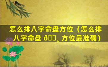 怎么排八字命盘方位（怎么排八字命盘 🌸 方位最准确）